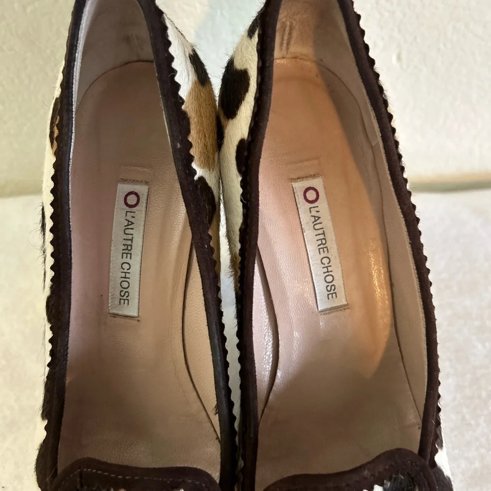 L'Autre Chose Leopard Print calf hair heels Size 36 5.5 US